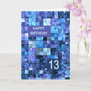 Carte 13e anniversaire, Carrés bleus,