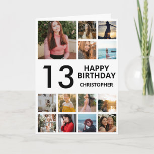 Carte 13e anniversaire Collage photo 13 photos noir blan
