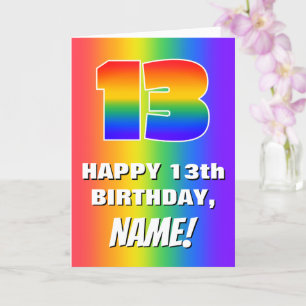 Carte 13e anniversaire : coloré, amusant Motif arc-en-ci