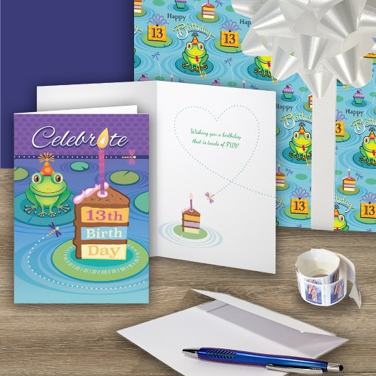 Carte 13e anniversaire Cute Frog