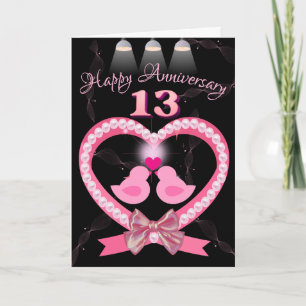 Carte 13e anniversaire de Mariage Inséparables de coeur 