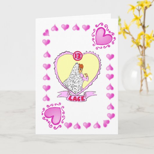 Carte 13e anniversaire - Dentelle (Fleur jaune)