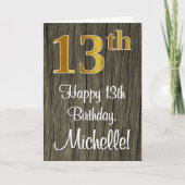 Carte 13e anniversaire : Elégant look d'or Faux #, Faux (Devant)