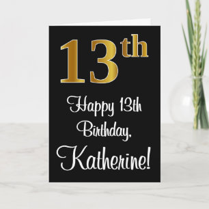 Carte 13e anniversaire ~ Élégant Luxueux Faux aspect or 