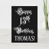 Carte 13e anniversaire : Fancy, Elegant Script + Nom per (Devant)