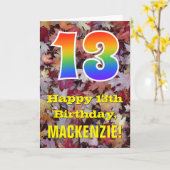 Carte 13e anniversaire; feuilles d'automne rustiques; ar (Fleur jaune)