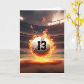 Carte 13e anniversaire Flaming Baseball (Fleur jaune)