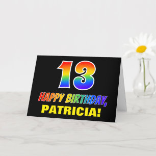 Carte 13e anniversaire : Gras, Amusant, Simple, Arc-en-c