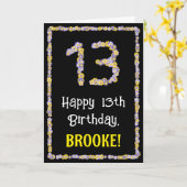 Carte 13e anniversaire : Nombre de fleurs florales, nom (Fleur jaune)