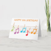 Carte **13e anniversaire** NOTES MUSICALES SOUHAITS D'AN (Devant)