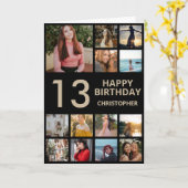 Carte 13e anniversaire Photo Collage 13 Photos Black & G (Fleur jaune)