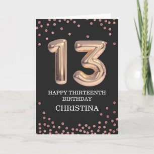 Carte 13e anniversaire Rose Gold Elegant Girl Personnali