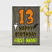 Carte 13e anniversaire : Thème d'Halloween Éffrayant, No (Fleur jaune)