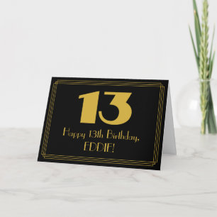 Carte 13ème anniversaire : Art Déco Inspiré Look "13" &