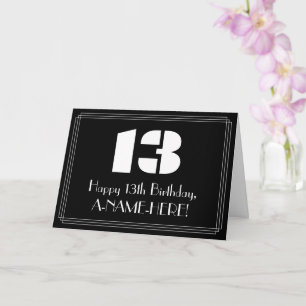 Carte 13ème anniversaire : Art Déco Inspiré Look "13" & 