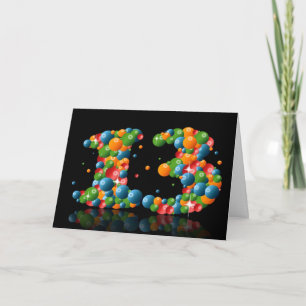 Carte 13ème anniversaire avec des numéros formés à parti