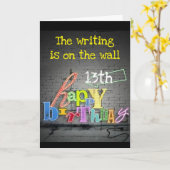 Carte **13ème anniversaire ÉCRIRE SUR LE MUR" Card (Fleur jaune)