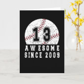 Carte 13ème Anniversaire Né En 2009 Baseball Boy 13 An (Fleur jaune)