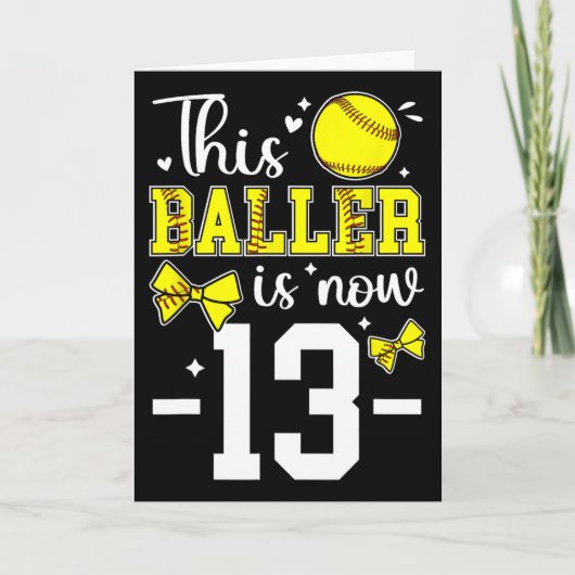 Carte 13th Birthday Party Softll Girl Thirteen Year Old  (Devant)