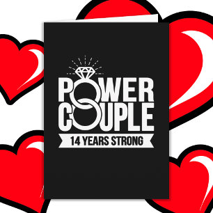 Carte 14 ans de puissance forte Couple mignon 14e annive