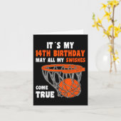 Carte 14 Ans Joyeux 14e anniversaire Basketball 14e bi (Fleur jaune)