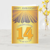 Carte 14 Year Sober Anniversary | Golden Ray 12 Step  (Fleur jaune)