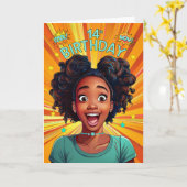 Carte 14e anniversaire Africain Américain Pop Style Art (Fleur jaune)