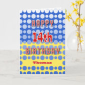 Carte 14e anniversaire ajouter cercles de nom motif (Fleur jaune)