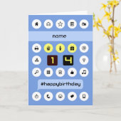 Carte 14e anniversaire ajouter nom informatique personna (Fleur jaune)