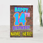 Carte 14e anniversaire - Amusant, Graffiti urbain inspir (Devant)