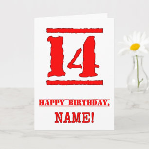 Carte 14e anniversaire : Amusant, Timbre en caoutchouc r