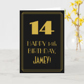 Carte 14e anniversaire ~ Art Déco Inspiré Look "14" & No (Fleur jaune)