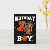 Carte 14e anniversaire Basketball enfants (Fleur jaune)