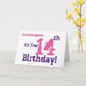 Carte 14e anniversaire de la petite-fille en violet, ros (Fleur jaune)