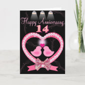Carte 14e anniversaire de Mariage Inséparables de coeur  (Devant)