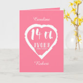 Carte 14e anniversaire de mariage ivoire traditionnel (Fleur jaune)