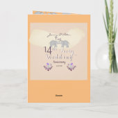 Carte 14e anniversaire du Mariage Opals & Eléphants (Dos)