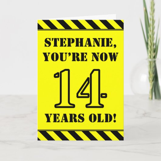 Carte 14e anniversaire : Jeu de style graphique, Nom per (Devant)