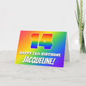 Carte 14e anniversaire : Motif Rainbow multicolore # 14 (Devant)