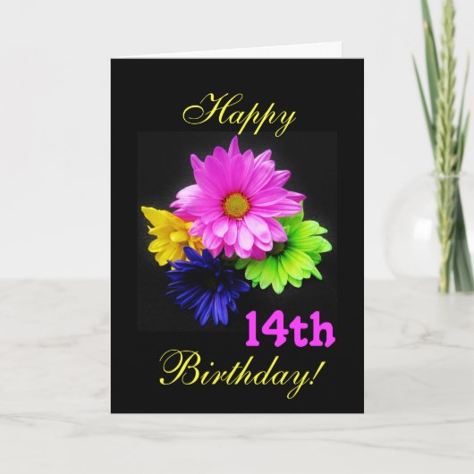 Carte 14e anniversaire Nons marguerites (Devant)