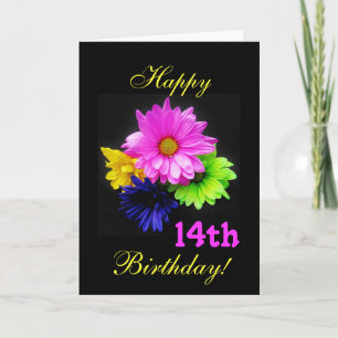 Carte 14e anniversaire Nons marguerites