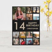 Carte 14e anniversaire Photo Collage 13 Photos Black & G (Fleur jaune)