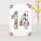 Carte 14e anniversaire Photo Collage Fille Rose Fleur Bl (Fleur jaune)