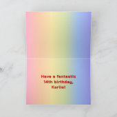 Carte 14e anniversaire : Rainbow Text, Custom Photos & N (Intérieur)