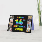 Carte 14e anniversaire : Rainbow Text, Custom Photos & N (Devant)