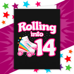Carte 14e anniversaire Roller Patinage 14 ans