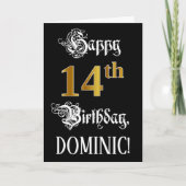 Carte 14e anniversaire — Script fantaisie; Faux Gold Loo (Devant)