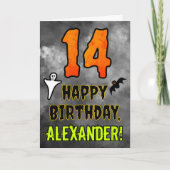 Carte 14e anniversaire: série Halloween Theme + Nom pers (Devant)