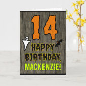 Carte 14e anniversaire : Thème d'Halloween Éffrayant, No (Fleur jaune)