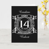 Carte 14ème anniversaire de mariage en ivoire (Fleur jaune)